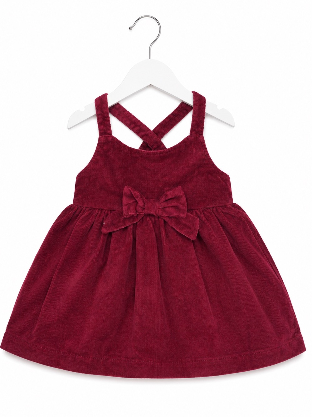 Carter’s Burgundy Corduroy Jumper Dress Toddler Girls Bow Holiday Dress Size 9m